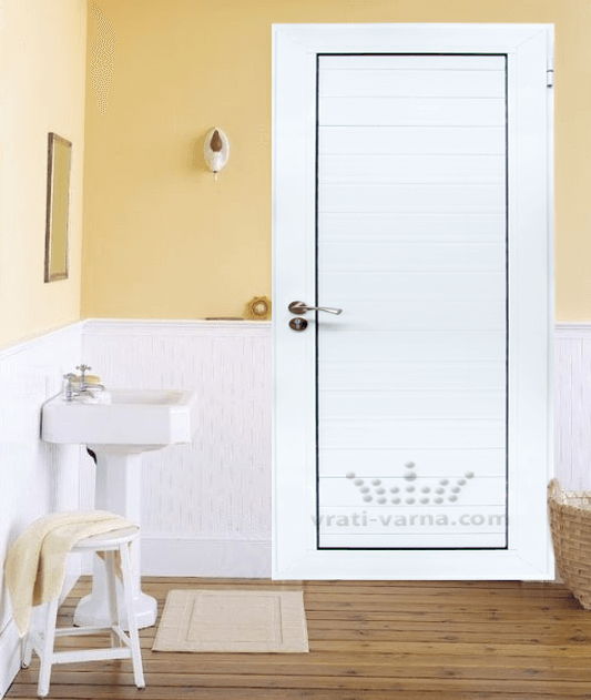 Бяла алуминиева врата в баня